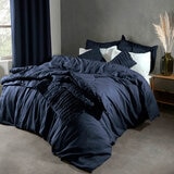 Lazy Linen 100% Washed Navy Linen Duvet Cover Set in 3 Sizes