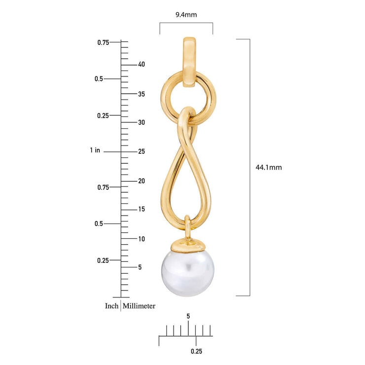 9-9.5mm Cultured Freshwater White Pearl Twist Earrings, 14ct Yellow Gold