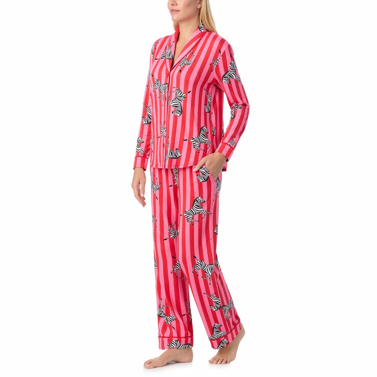 Room Service Ladies Notch Collar PJ Set in Zebra