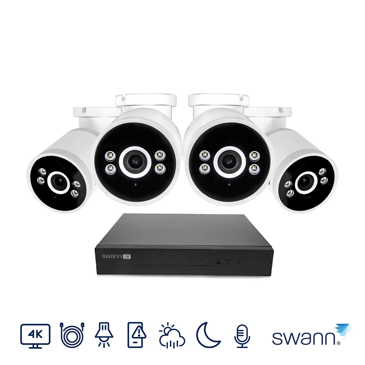 Swann 4K NVR 8 x Channel / 4 x NHD-ADVANXB Bullet Cameras with 1TB HDD SWNVK-8ADVANX4B-EU