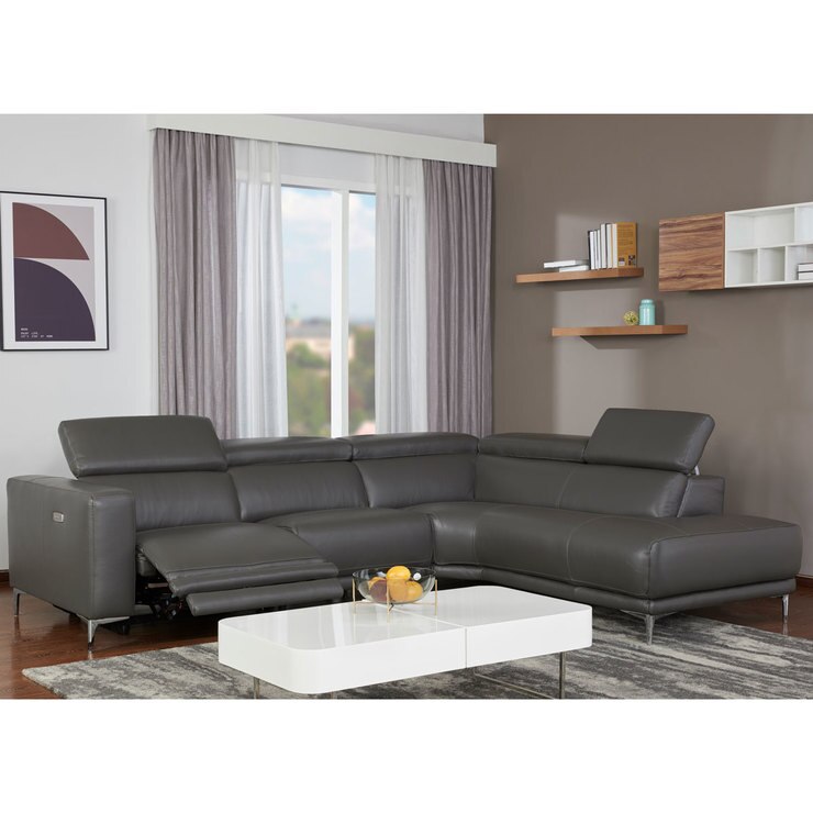 A Grey Leather Power Reclining Sectional Sofa Costco Uk A Grey Leather Power Reclining