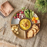 Over & Back Acacia Lazy Susan, with 5 Stoneware Dishes Over & Back Acacia Lazy Susan, with 5 Stoneware Dishes