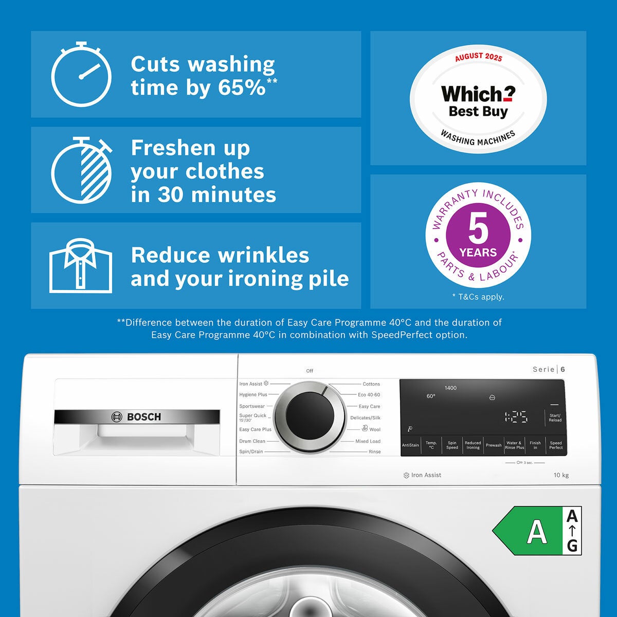 Bosch WGG254Z1GB Series 6, 10kg Washing Machine, A Rated in White Bosch WGG254Z1GB Series 6, 10kg Washing Machine, A Rated in White