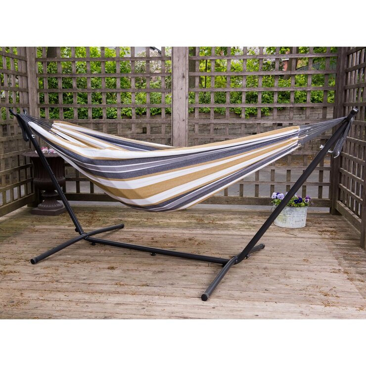 Vivere Cotton Hammock with Steel Frame and Premium Carry Bag (9 ft)