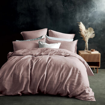 Lazy Linen 100% Washed Pink Linen Duvet Cover Set in 3 Sizes