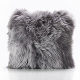 Bowron Long Wool Sheepskin Single Sided Cushion, 35 x 35cm in Dover Grey