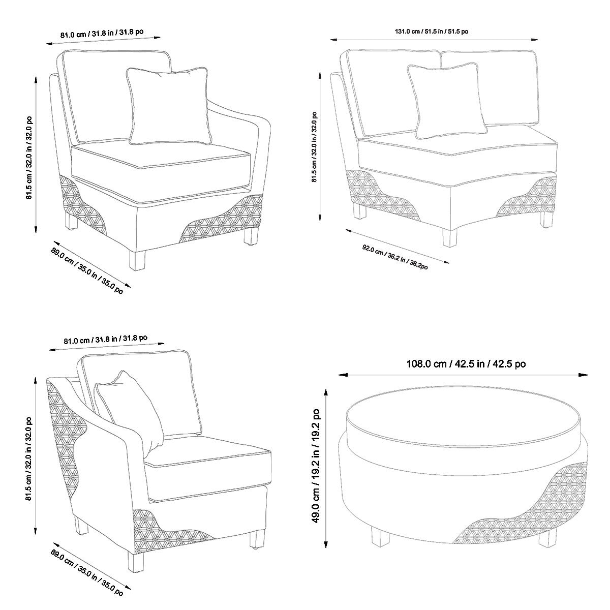 Foremost Vigo 5 Piece Round Corner Seating Set 