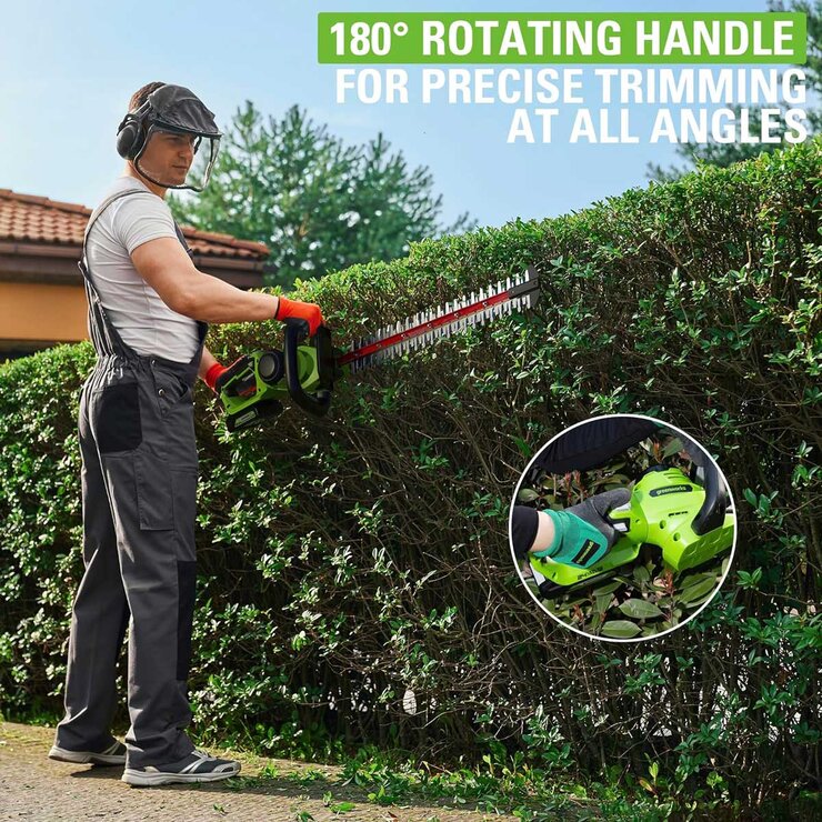 Greenworks 24V 61cm Cordless Brushless Hedge Trimmer + 24V (2Ah) Battery & Charger