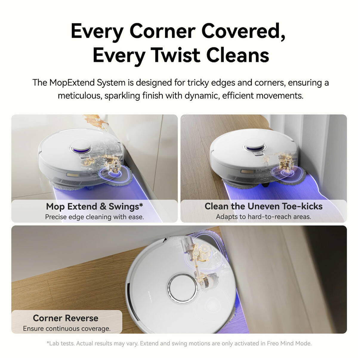 Lifestyle image of Narwal X10 Robot Vacuum Cleaner cleainng every corner