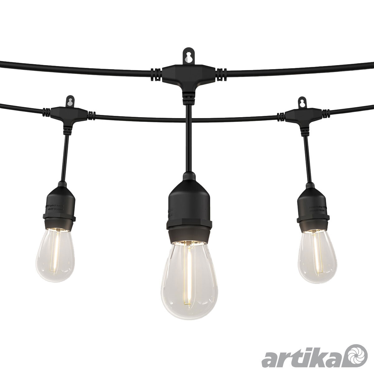 Artika Blaze 40ft - 20 Bulb Outdoor Solar String Lights in Matte Black