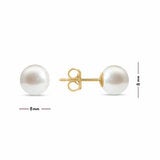 8-8.5mm Cultured Freshwater White Pearl Earrings, 14ct Yellow Gold 8-8.5mm Cultured Freshwater White Pearl Earrings, 14ct Yellow Gold