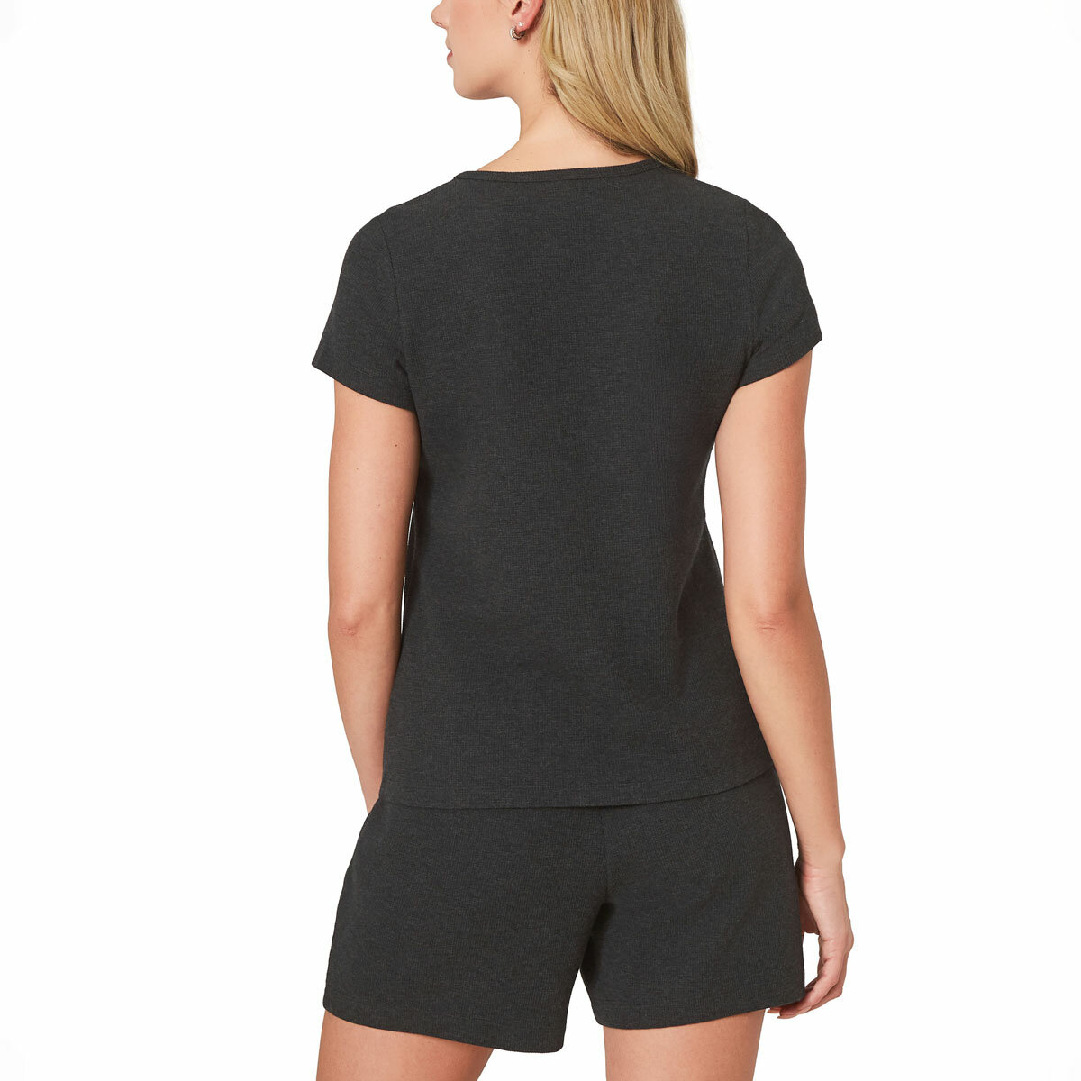 Well + Home Ladies 3 Piece Waffle Lounge Set in Black