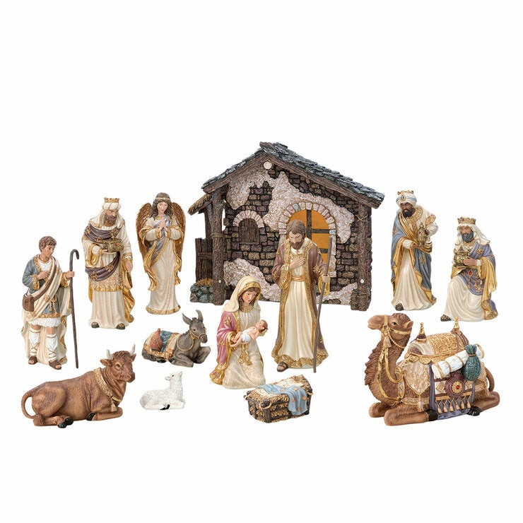 KS Hand Painted Nativity Set- 14 piece