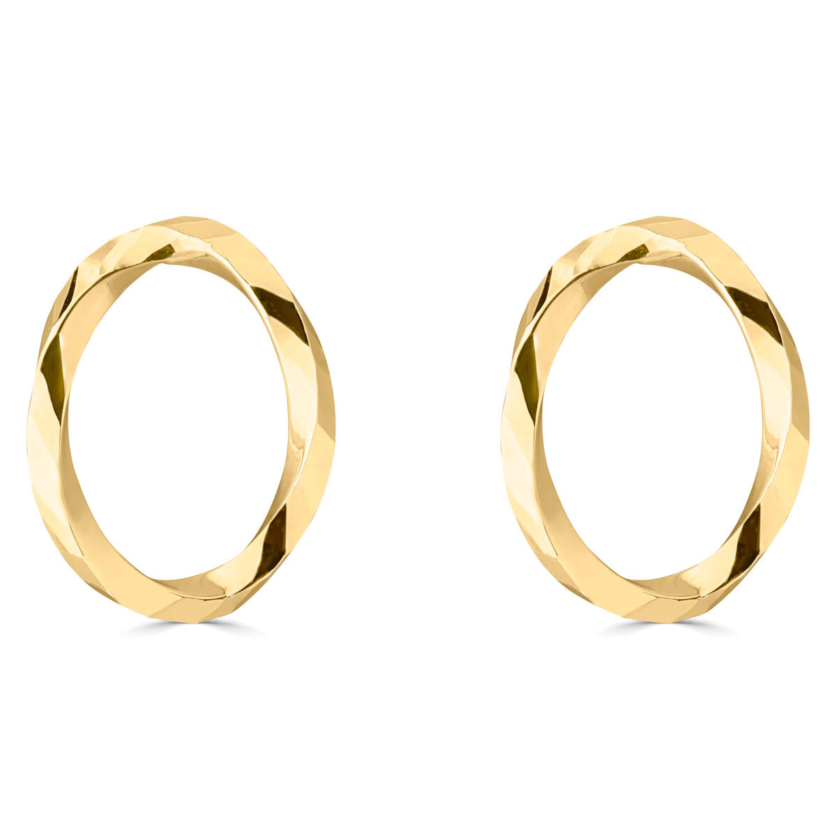 14ct Yellow Gold Twisted Oval Stud Earrings