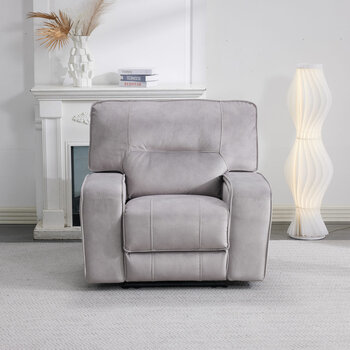 Excalibur Grey Fabric Power Recliner Armchair