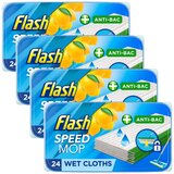 Flash Speedmop Wet Cloths Lemon Multi-Surface Refills, 4 x 24 Pack