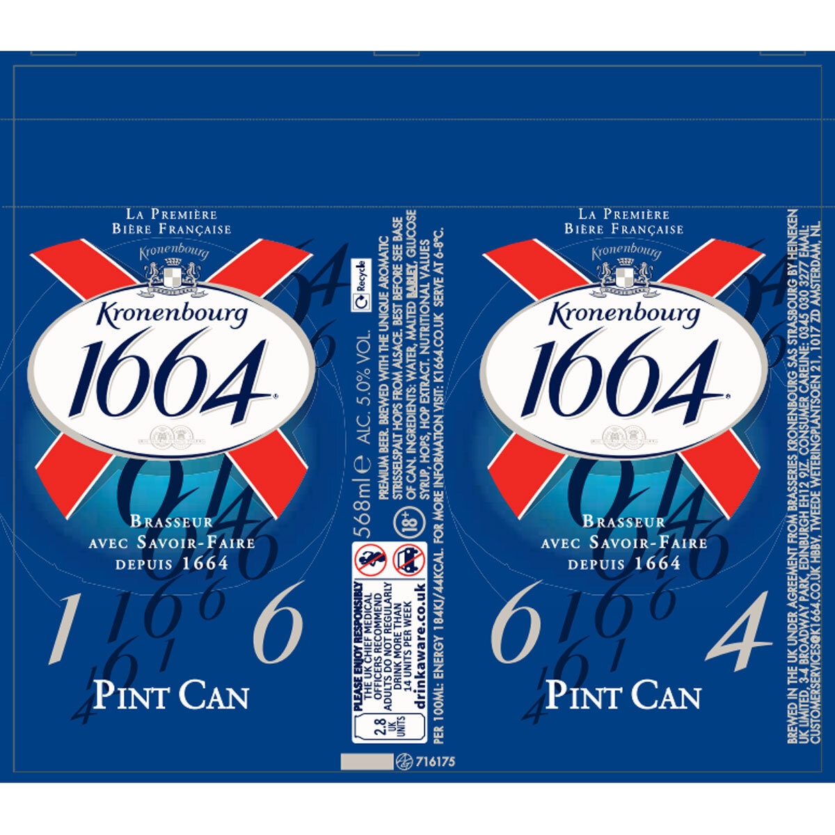 Kronenbourg 568ml Can packaging template