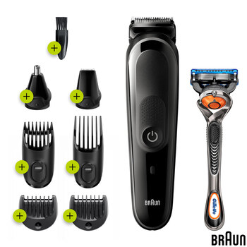 Braun 8-in-1 Beard & Face Trimmer + Hair Clipper + Gillette Fusion 5 ProGlide Razor, MGK5260