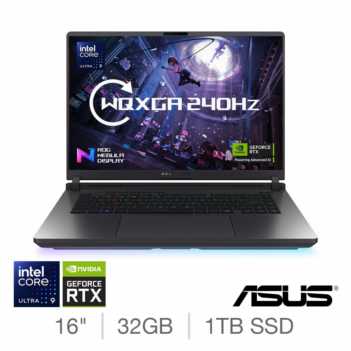 ASUS ROG Strix, Intel Core Ultra 9, 32GB RAM, 1TB SSD, NVIDIA GeForce RTX 5070Ti, 16 Inch Gaming Laptop, G615LR-S5006W