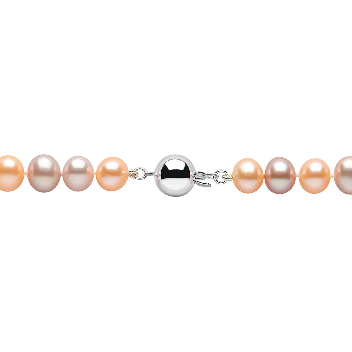66.5mm Cultured Freshwater Multi Colour Pearl Necklace, 18ct White