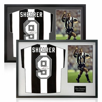 Alan Shearer Signed Framed Newcastle Football Shirt including 1 Photo in 2 Options: White or Black