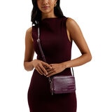 Ted Baker Stina Croc Mini Camera Bag in Maroon