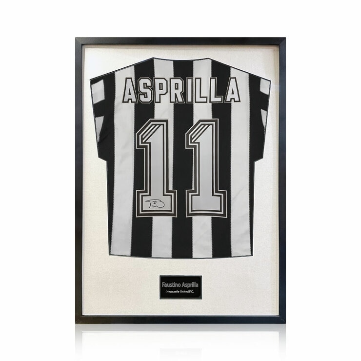 Faustino Asprilla Signed Shirt in White Frame