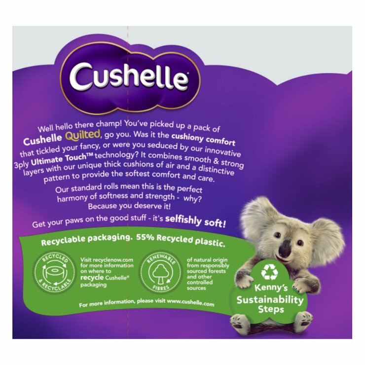 Cushelle Quilted Longer Rolls 3-Ply Toilet Tissue, 24 Rolls (157 Sheets)
