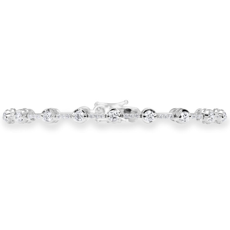 2.40ctw Round Brilliant Cut Diamond Bracelet, 18ct White Gold 2.40ctw Round Brilliant Cut Diamond Bracelet, 18ct White Gold