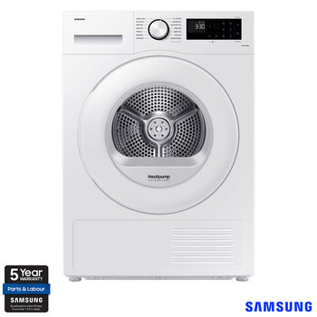 Samsung DV90CGC0A0TEEU 9kg, Heat Pump Tumble Dryer, A++ Rated in White