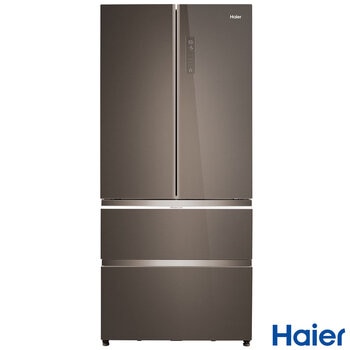 Haier HB18FGSAAA, Multidoor Fridge Freezer, E Rated in Titanium Steel