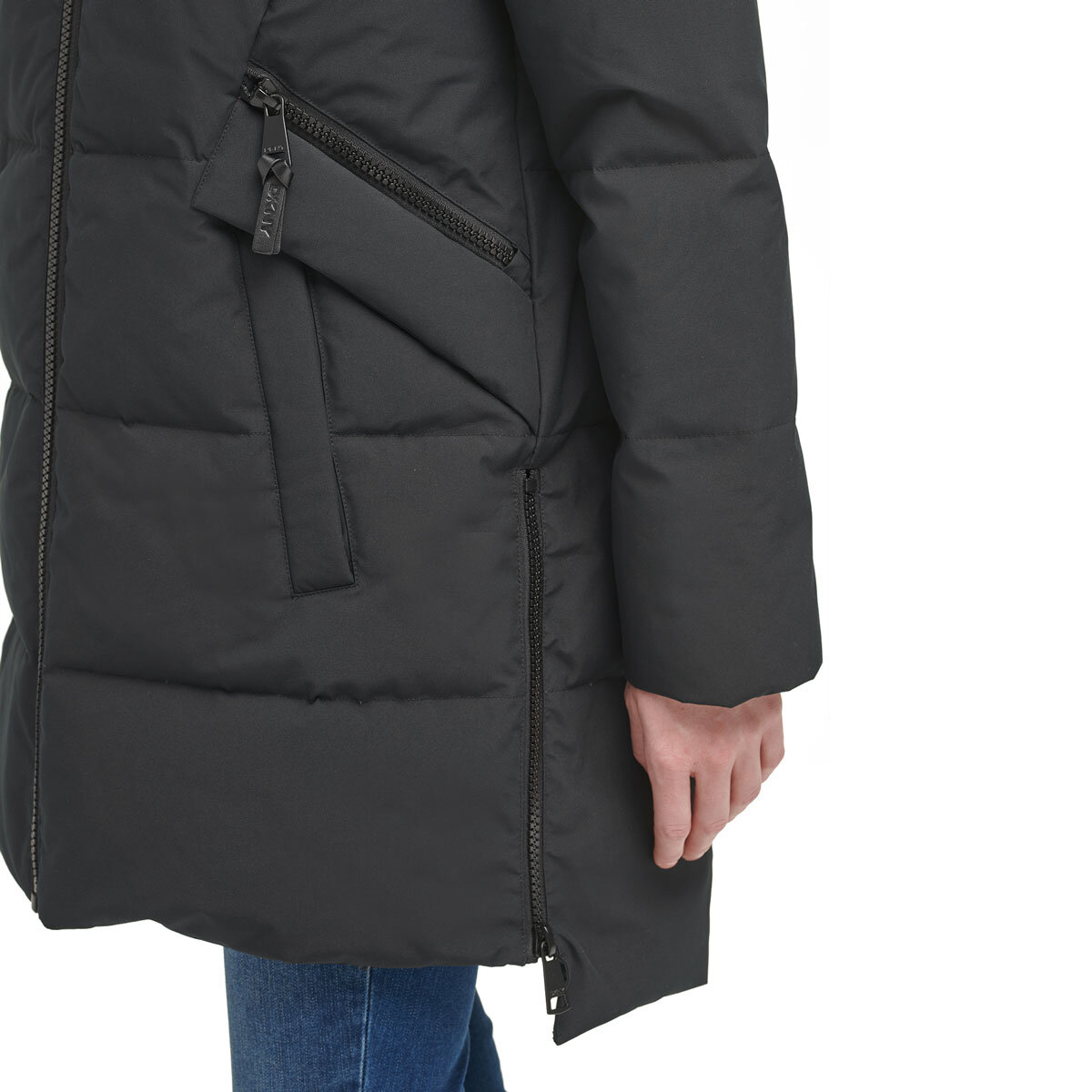 DKNY Women's Long Down Puffer Coat in Black