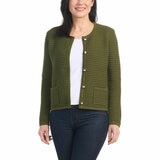 Hilary Radley Textured Knit Jacket in Green