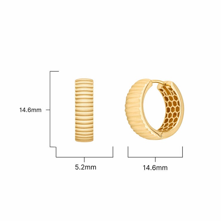 14ct Yellow Gold Line Hoop Earrings 14ct Yellow Gold Line Hoop Earrings