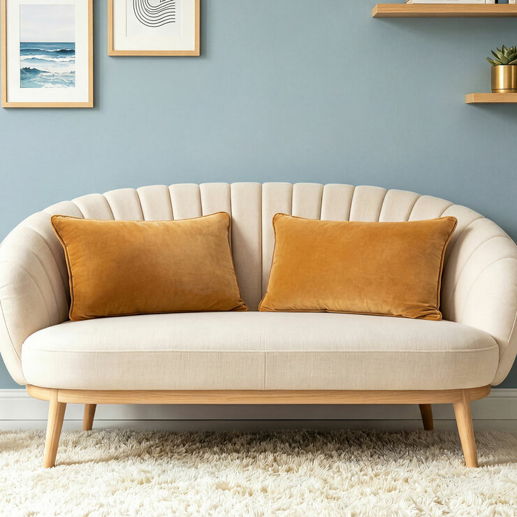 Sutton Place Collection Gold Velvet Cushion 2 Pack, 35 x 55 cm