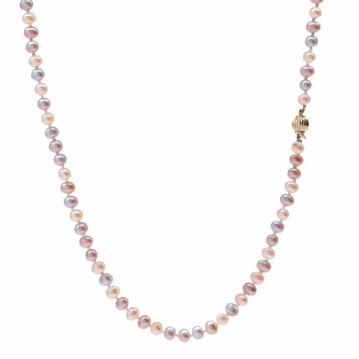 6-6.5mm Cultured Freshwater Multi Colour Pearl Necklace, 14ct Yellow Gold 6-6.5mm Cultured Freshwater Multi Colour Pearl Necklace, 14ct Yellow Gold