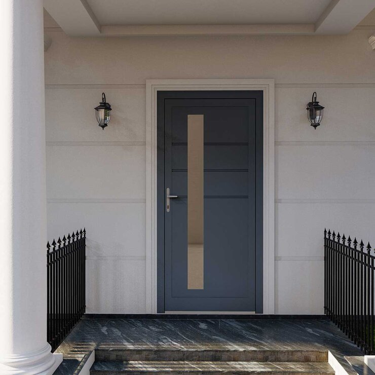 Dortech Ilkley Aluminium Front Door with Lever Handle: Maximum H 2400 x W 1300mm, Available in 2 Colours