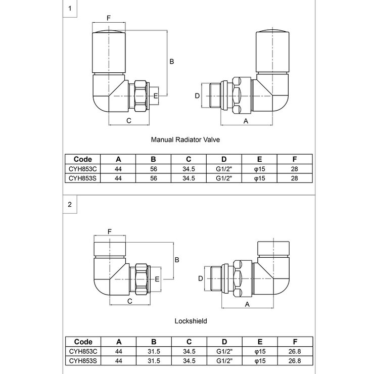 Aeon Cylindrical-30 Corner Manual Valve + L/S (Pair)