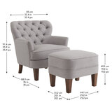 Line drawing of Brittany Fabric Accent Chair and Ottoman