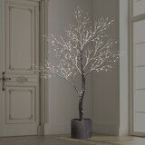 Buy 7ft Potted Brown Flocked Tree Lifestyle Image at Costco.co.uk