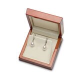 9mm Cultured Freshwater White Pearl Earrings, 18ct White Gold