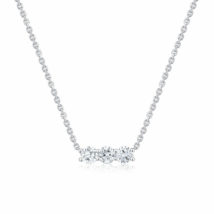 0.90ctw Round Brilliant Cut Diamond 3 Stone Pendant, 14ct White Gold 0.90ctw Round Brilliant Cut Diamond 3 Stone Pendant, 14ct White Gold