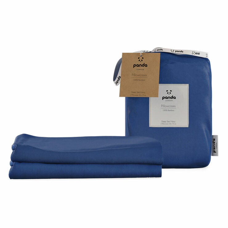 Panda 100% Bamboo Navy Pillowcase Pair Panda 100% Bamboo Navy Pillowcase Pair
