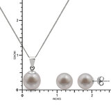 Cultured Freshwater 8.5-9mm Grey Pearl Pendant and Stud Earring Set, 18ct White Gold