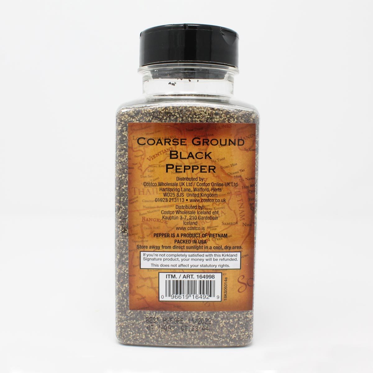 KIRKLAND SIGNATURE coarse ground pepper back of pack