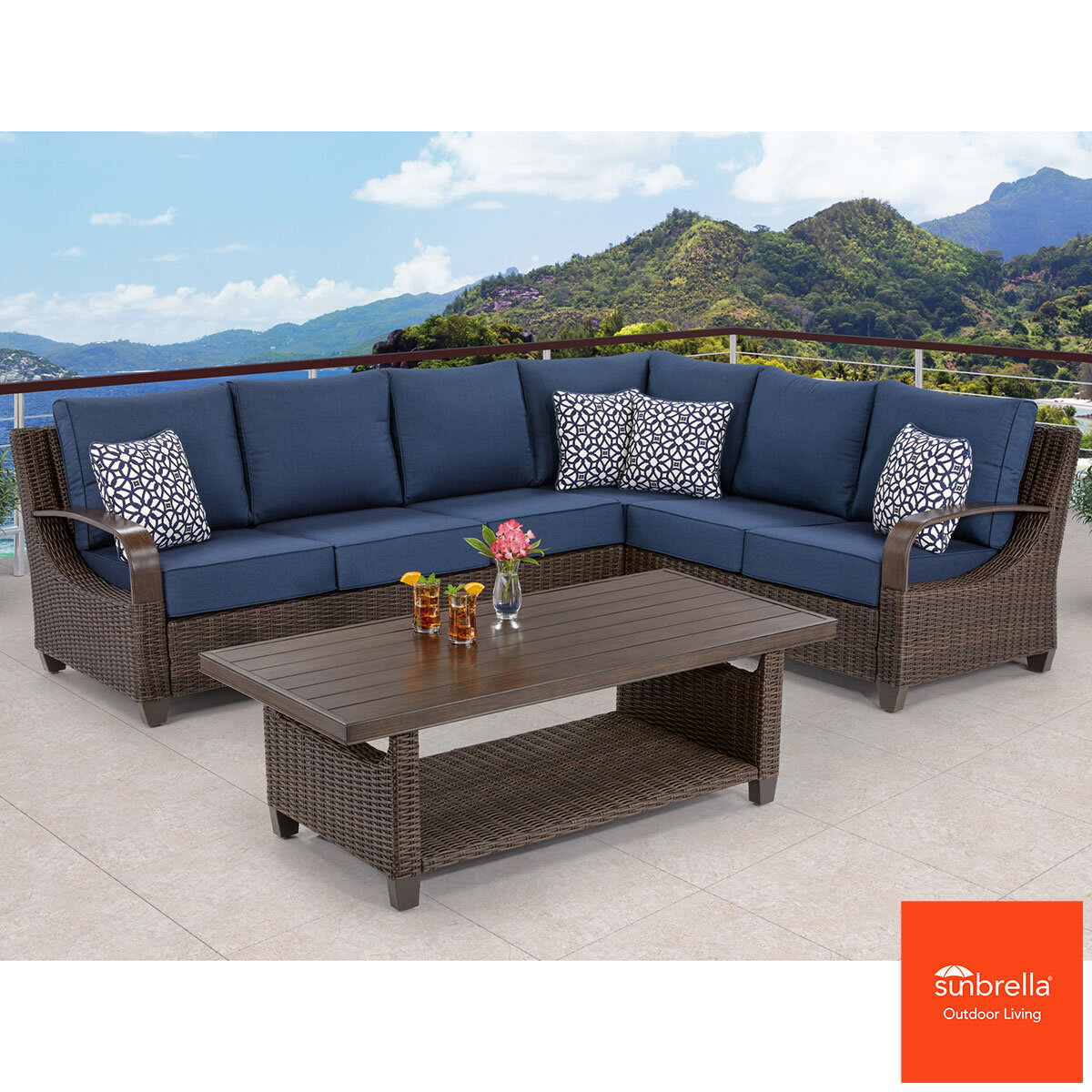 Pacific Casual Belhaven 6 Piece Sectional Patio Set