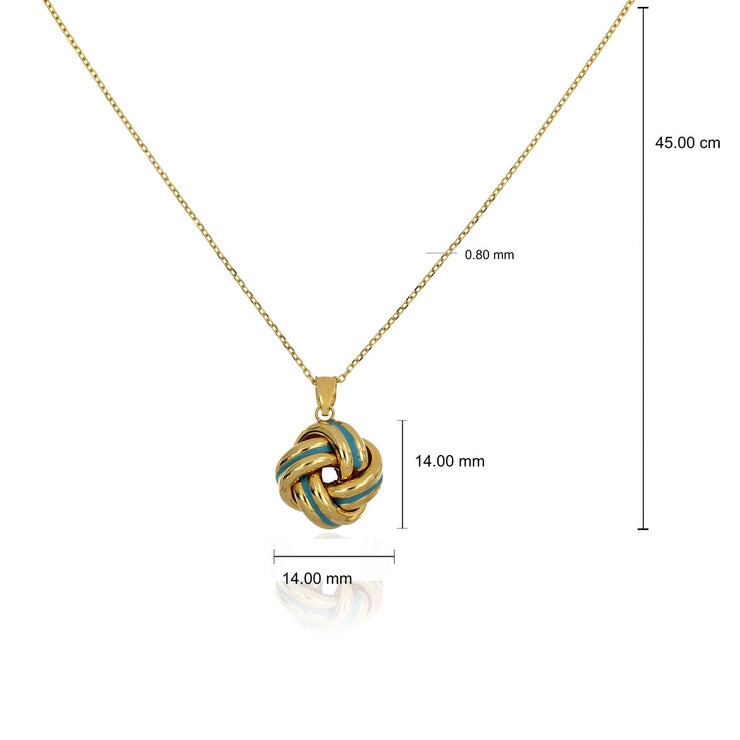 14ct Yellow Gold Enamel Love Knot Necklace
