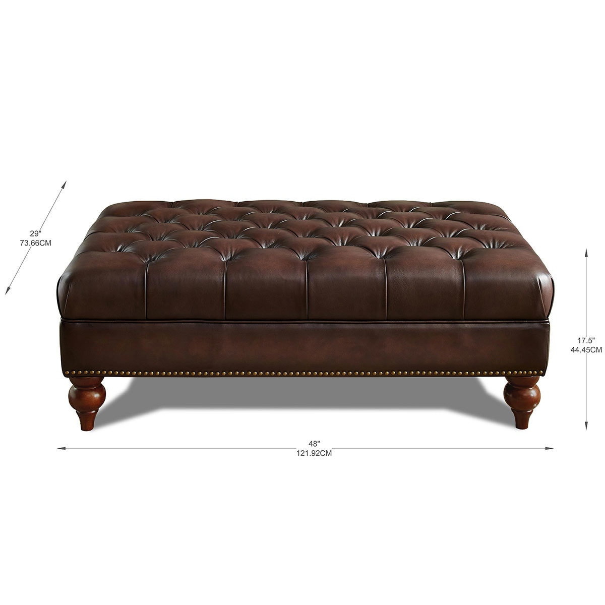 Allington Brown Leather Chesterfield Footstool