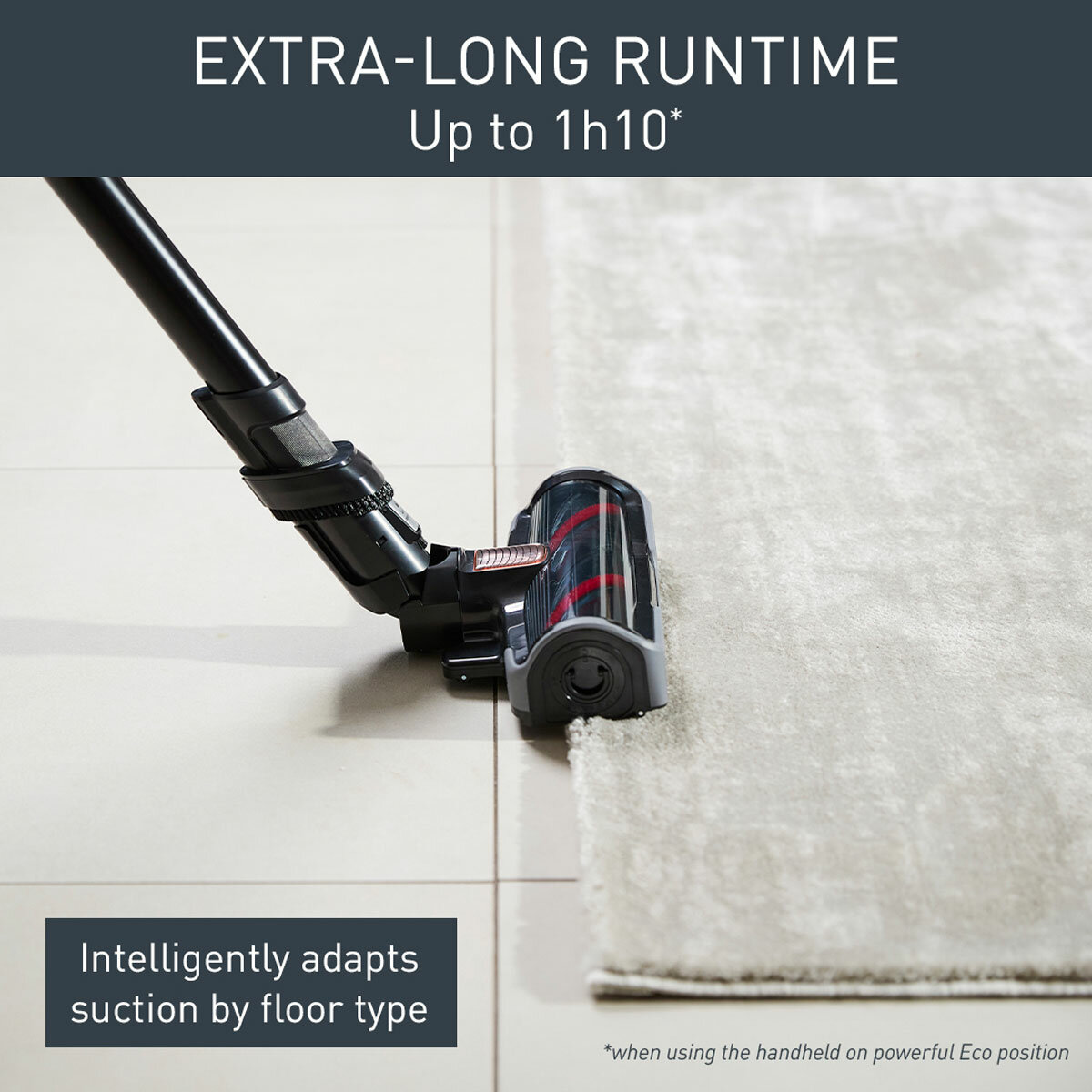 Lifestyle image of Tefal X-Force FlexCordless Stick Vacuum Cleaner with run time up to 70 minutes