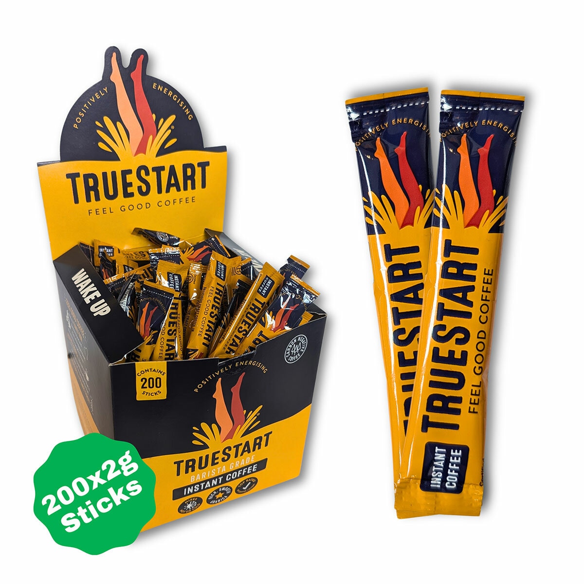 True Start Barista Grade Instant Coffee Sticks, 200 x 2g